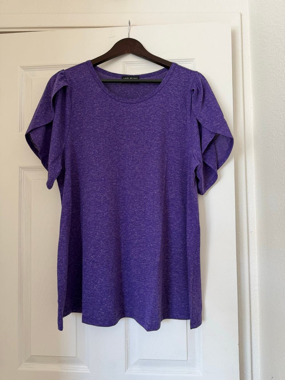 Lane Bryant Purple Marled Tulip Sleeve Top Women’s 14/16 Plus Size NWOT